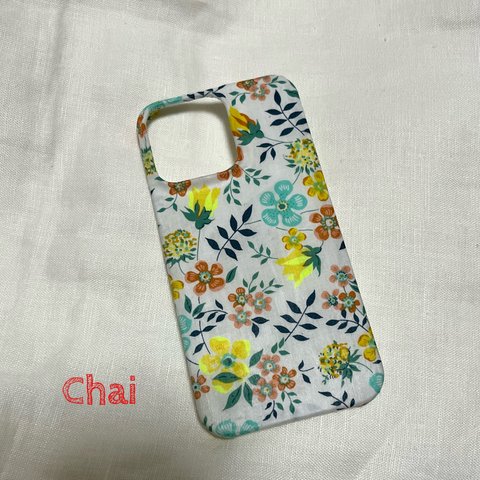 No.403  新柄　受注製作  ネオンリバティ　Neon Liberty エデナムネオンEdenham Neon イエロー&グリーン　iPhoneケース