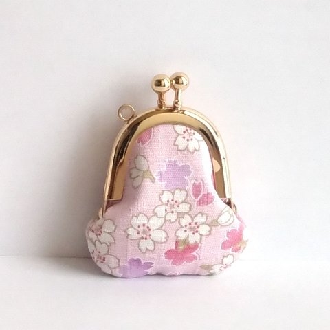 小さいがま口：豆姫：ちっちゃいがま口：littlie purse 388：かわいいがまぐち：小さな財布：桜,花,花吹雪,sakura