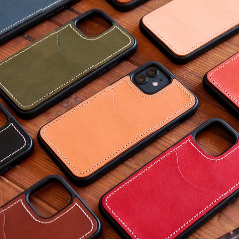 カード収納付きiphoneケース スマホケース 本革 全9色 AG