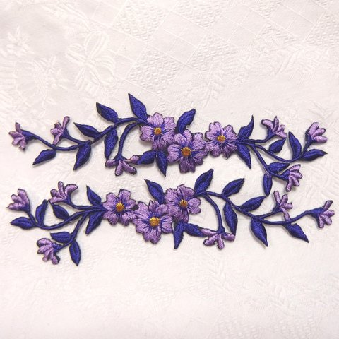 アイロンワッペン✾purple 左右2枚セット 花(small)