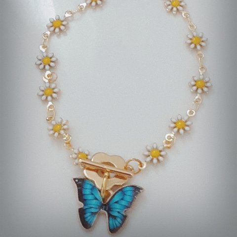 蝶は雛菊【デイジー】の夢を魅る　white bracelet