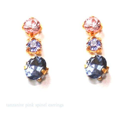 -spring dream- Pink Spinel & Tanzanite Earrings