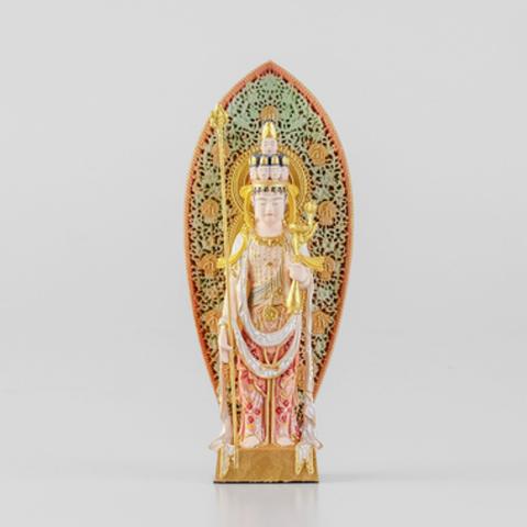 極上品  彫刻　仏教工芸品　木彫仏教　精密彫刻　彩繪　仏師で仕上げ品 十一面観音菩薩立像
