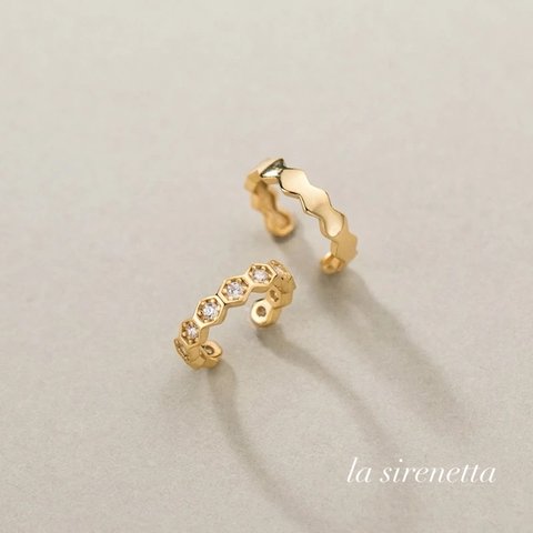 受注製作 イヤーカフ ＊ honeycomb ear cuff