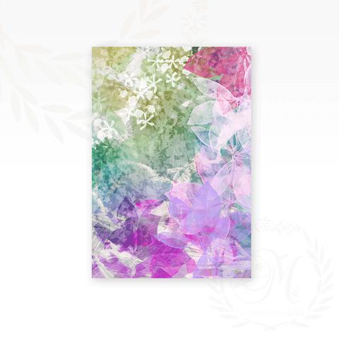 白い小花とふわふわしたイメージのポストカード