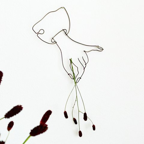 Wire Wall Art Hand 一輪挿し（ワレモコウ付）お花が付け替えれる