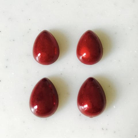 Vintage Metallic Red Teardrop Cabochons 《867》