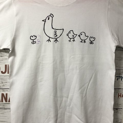 Tシャツ　鳥の親子　男女兼用　Ｓサイズ