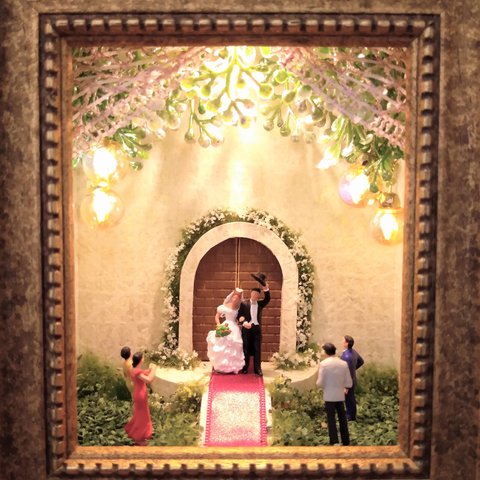 結婚おめでとう/ Congratulations on Your Wedding◆ジオラマ・アート◆1点物 照明オブジェ◆結婚祝い