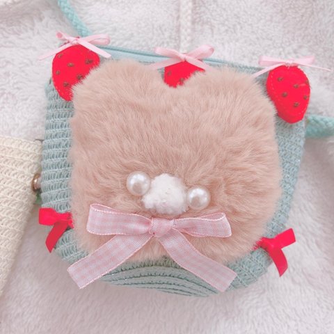 🍓ふわふわクマチャンミニポシェット🍓