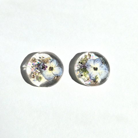 紫陽花と小花のピアス(イヤリング)