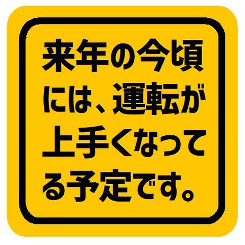 来年の今頃には運転が上手くなってるカー マグネットステッカー 13cm