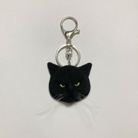 羊毛フェルト 猫キーホルダー 黒猫