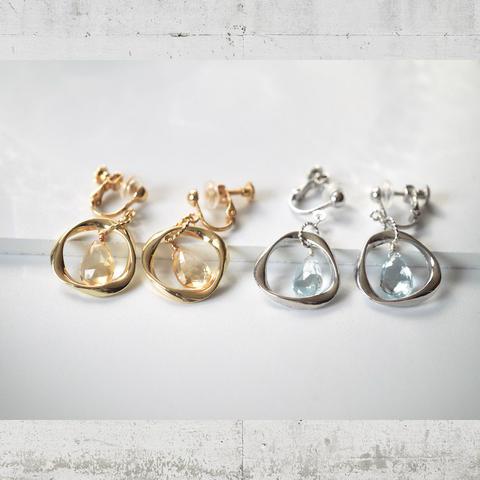 シトリンのキャッツアイイヤリング／ピアス