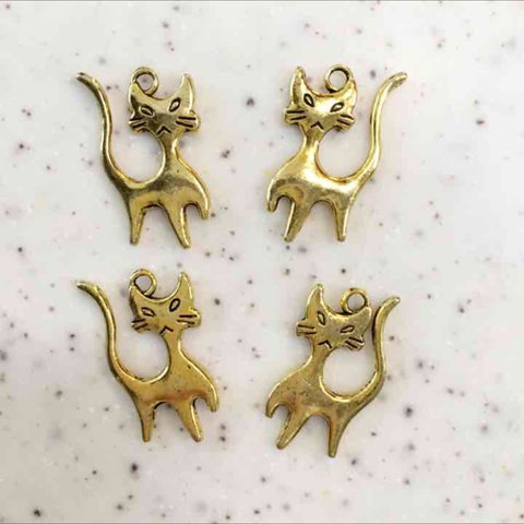 【両面】ねこパーツ☆金古美☆４個