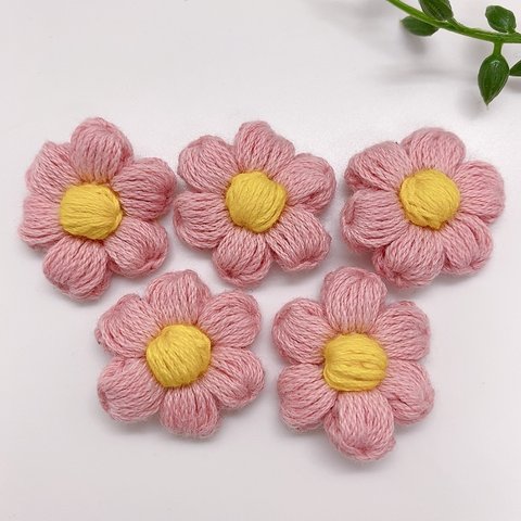 ぷっくりお花  ピンク 5個セット