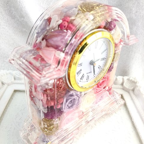 ハーバリウム  ☆美麗☆ Flower clock☆iピンク・パープル系