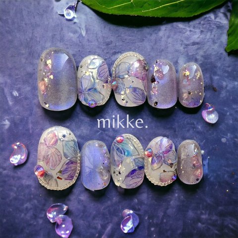 ネイルチップ〔 mikke. 〕/ 紫陽花 透明感 マグネット