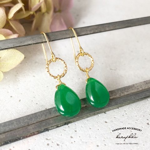stone drop pierce/earring《green》