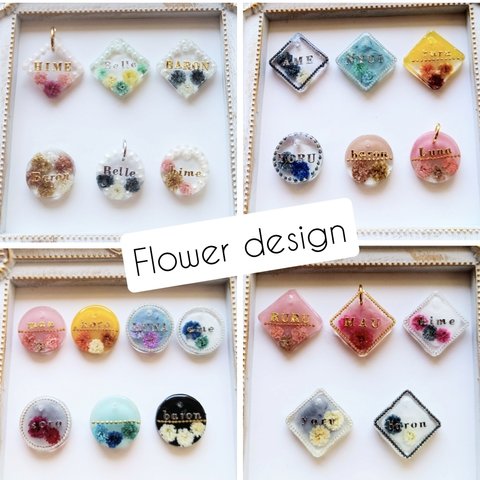 猫　迷子札　Flower　order made