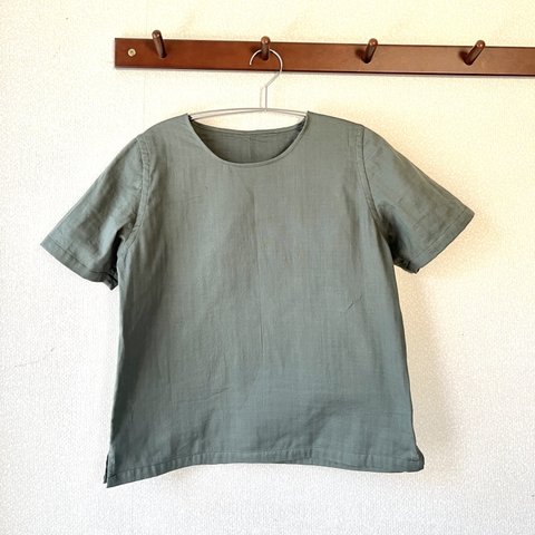 ダブルガーゼのシンプルなTシャツ【モスグリーン】