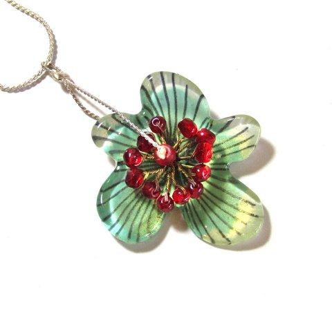 90s Bulgaria 「Lalo」 Resin Flower Design Necklace