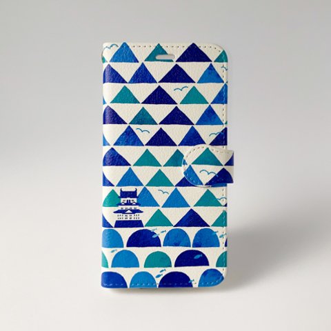 ［受注］三つ鱗の山と海　海｜手帳型：iPhone・スマホケース