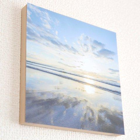 和紙と木のインテリアフォトパネル / 空を映す砂浜