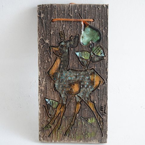 【北欧インテリア】ティルグマン（Tilgmans keramik）「鹿と草木」の陶板