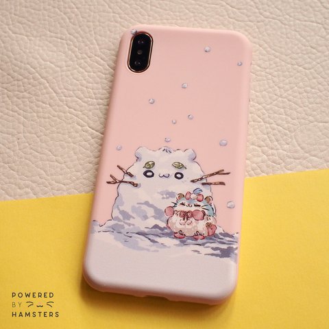 iPhone 対応スマホケース,雪だるま, 癒しイラスト, クリスマス