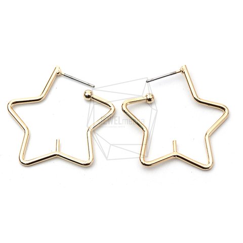 ERG-957-G【2個入り】オープンスターピアス,Open Star Earrings Post