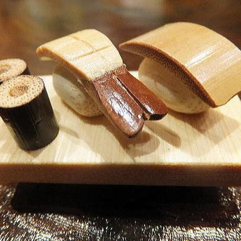 【再販】竹細工～細巻と握り寿司のブローチ