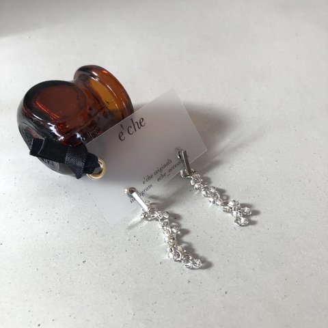 e’che originals silver ×clear beads bubble earrings