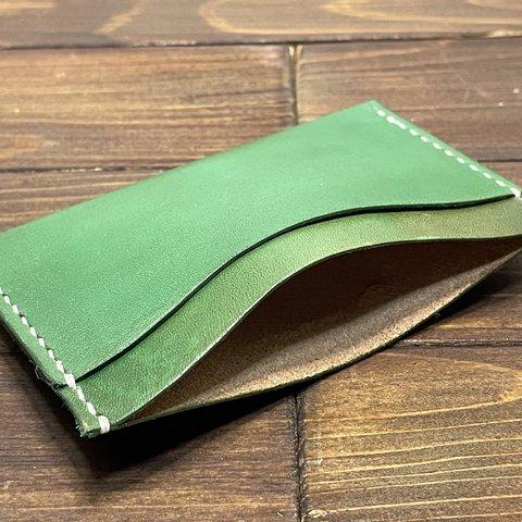 【染め物値下げ】シンプルな横型カードケース （緑）