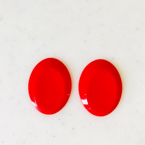 Vintage Red Carved Oval Cabochons 