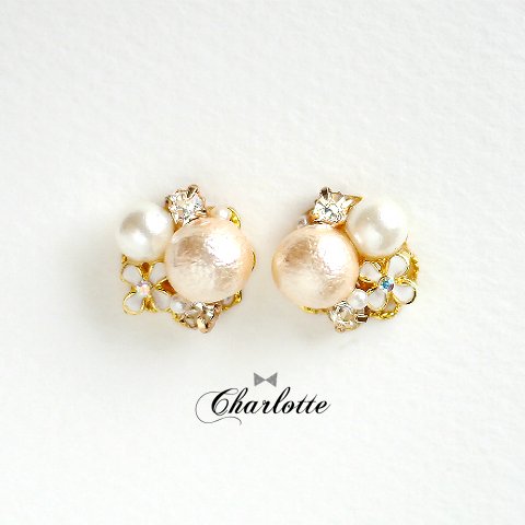 ▷【春夏】flower🌼cotton pearl pierce/earring◁