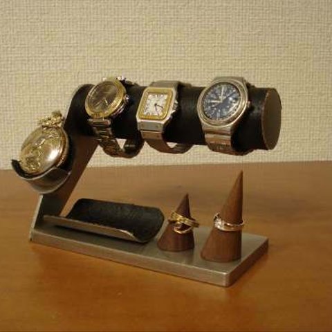 ウォッチ　飾る　3本掛け腕時計スタンド＆懐中時計、ダブルリングスタンド　N12420　aki-studio　