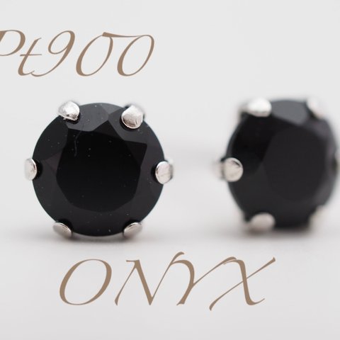 ～8月誕生石 オニキス～  No.3282  Pt オニキス0.80ct ピアス