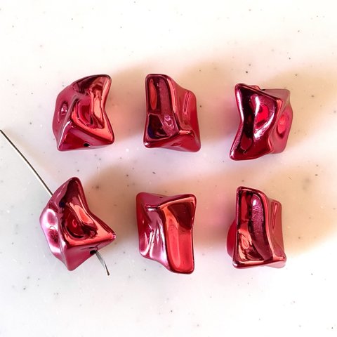 Red Mirror Irregular Rectangular Beads