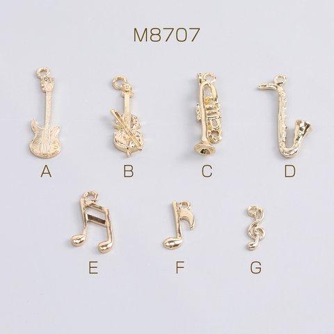 M8707-F  30個  ミニチャーム miniチャーム 楽器 音符 ゴールド 3×（10ヶ）