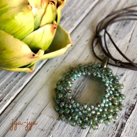 【新色】circle beads necklace -透青緑 Φ4.5cm