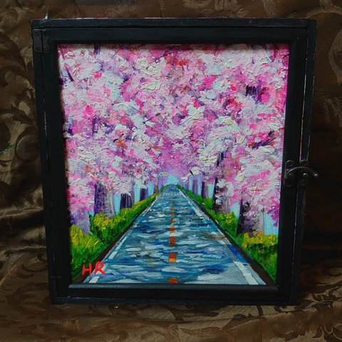 油絵 手作りボックス【桜】