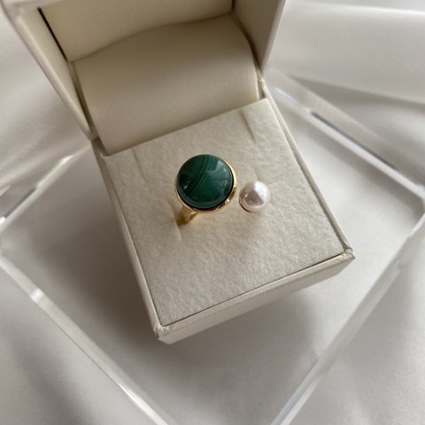 akoya pearl  free ring    (マラカイト)   SV925