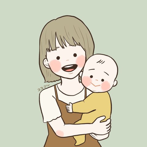 ▲ママと赤ちゃんシンプル似顔絵▼