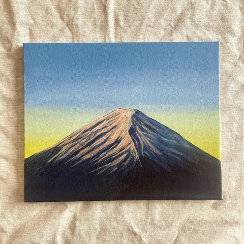 富士山と朝日　絵画　原画
