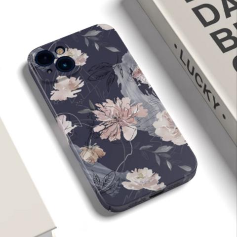  【水墨の花】 iPhone手帳型スマホケース携帯ケース*15promax*iphone14*iphone13*iphone12*iphone11 送料無料 
