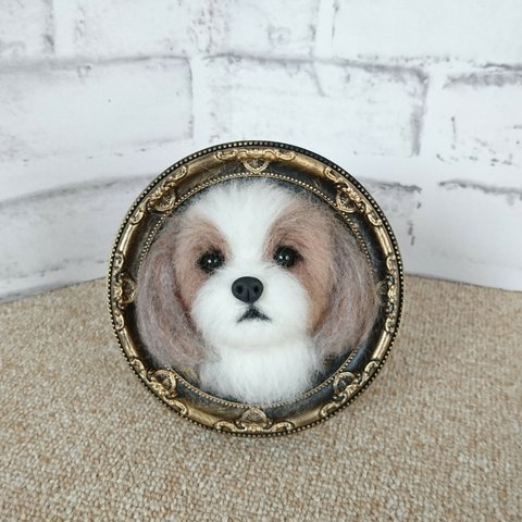 羊毛フェルト  犬  シーズー ☆ フレーム入り