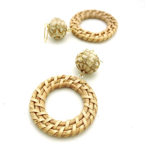 Rattan hoop ピアス/イヤリング