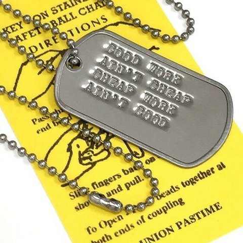 名言 DOGTAG 良い仕事は安くない、安い仕事は良くはない DP-001 USA 新品 