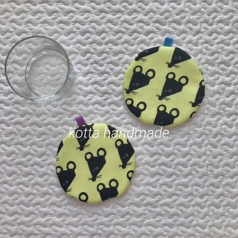 new//ネオンねずみくん ハンドメイド コースター